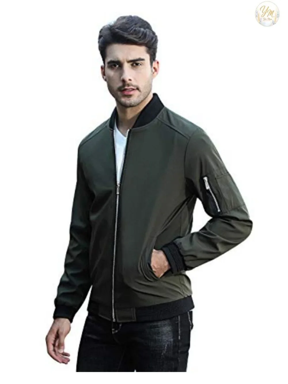 Men's Slim Fit Lightweight Polyester Softshell Flight Bomber Jacket Coat